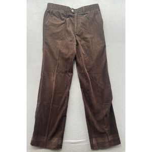 Faconnable Corduroy Pants Mens 34x32 Brown Straight Leg Fine Wale Trousers